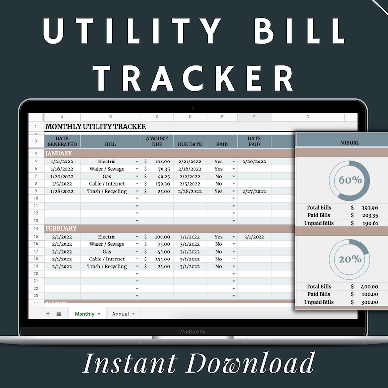 Utility Tracker Template - Etsy