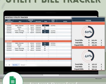 Utility Bill Tracker Template Spreadsheet | Google Sheet | Digital Download
