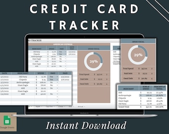 Credit Card Tracker Log Template Spreadsheet | Google Sheet | Digital Download