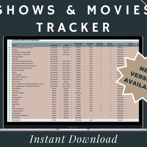 Shows & Movies Tracker Log Template Spreadsheet | Google Sheet | Digital Download