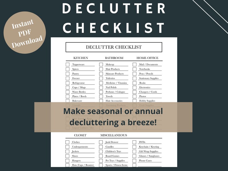 Declutter Checklist | PDF | Digital Download | Printable - Etsy