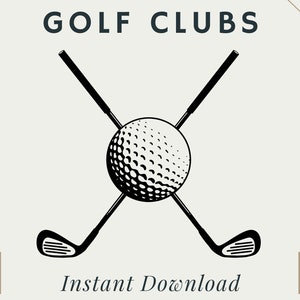 Palos de Golf con Pelota de Golf / PNG / SVG / Descarga Digital / Imprimible