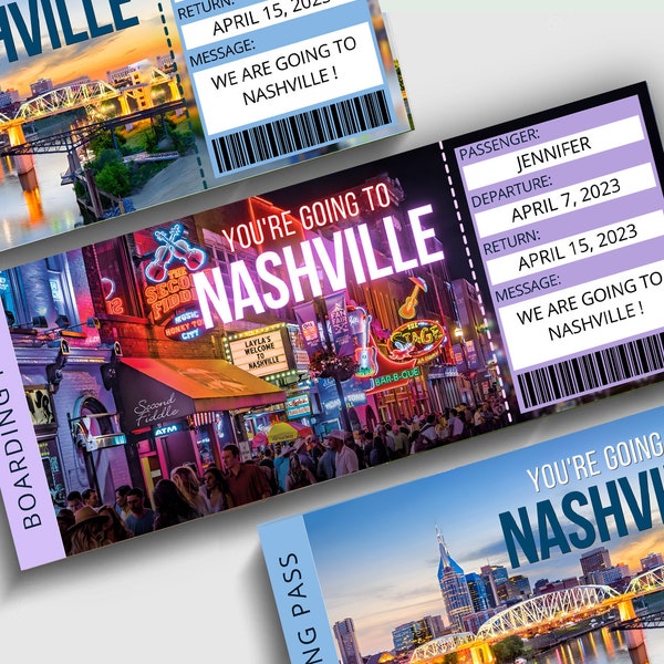 Printable Nashville Ticket Etsy
