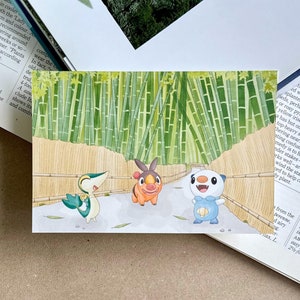 Unova Pokémon - Tepig, Snivy och Oshawott Tryck - Pokémon Svartvitt Vykort