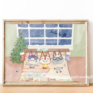 Animal Crossing Stampa 8 x 10 pollici - Rudy, Punchy e Raymond - Stampa Animal Crossing di Natale - Poster Animal Crossing