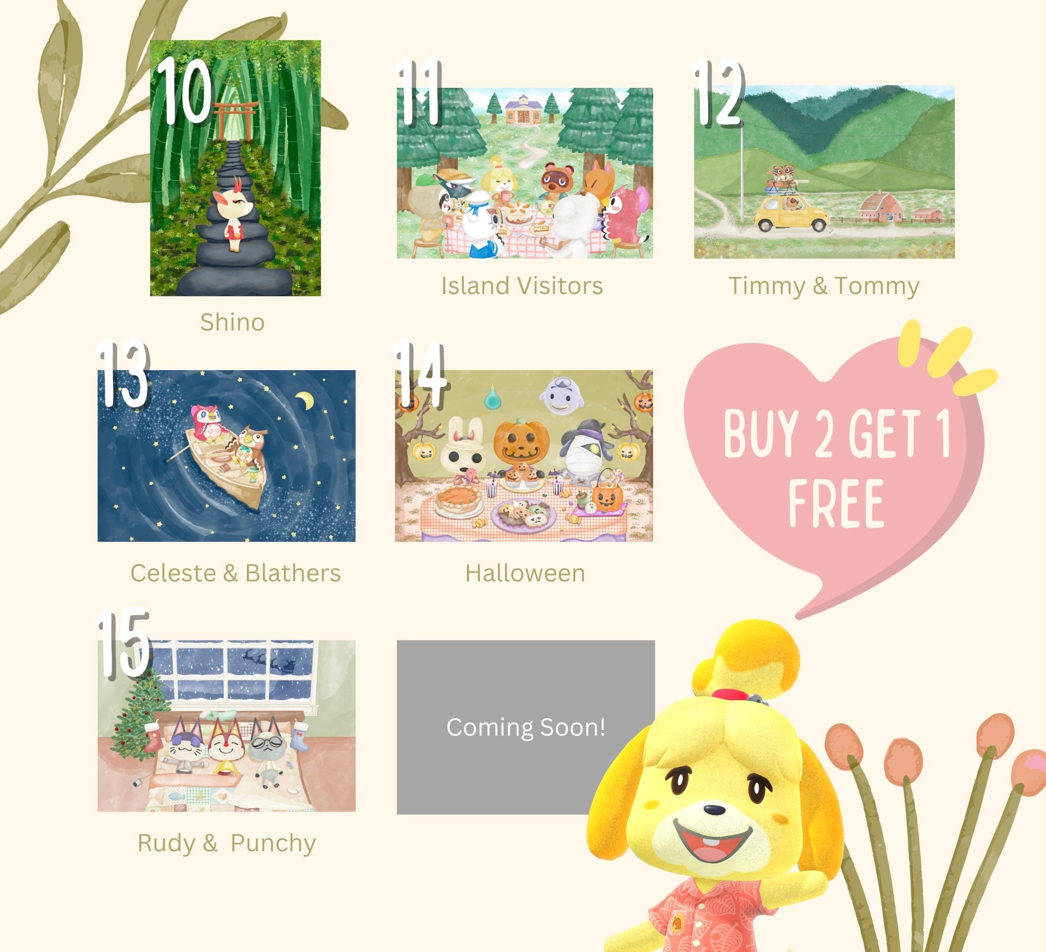 Animal Crossing 8 X 10 Inch Print Flick and C.J. Animal Crossing Wall