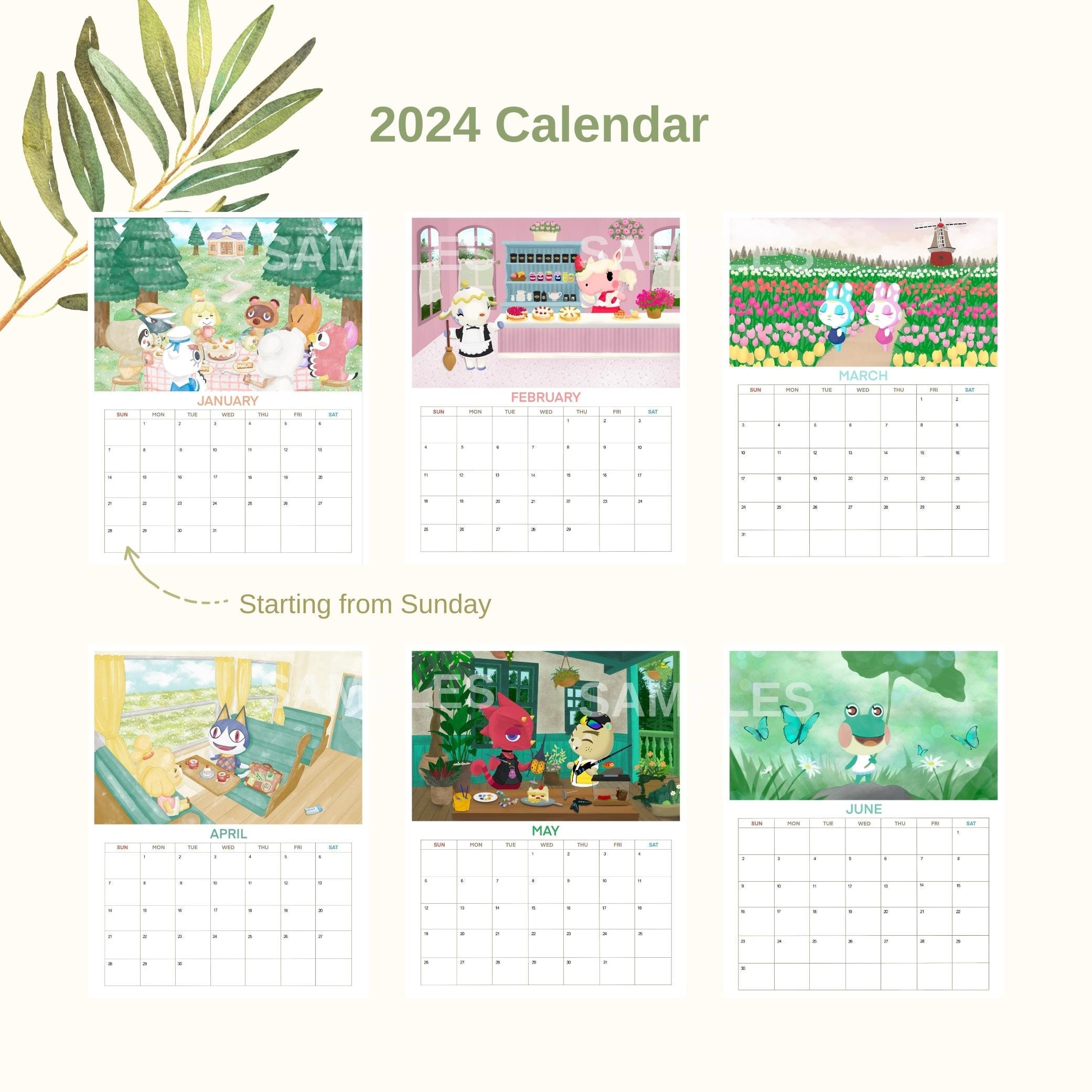 2024 Animal Crossing Calendar ACNH Wall Calendar Etsy