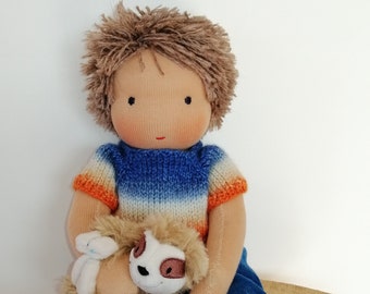 Puppe nach Waldorfart 32cm - "Aaron" Puppenjunge zum Spielen und Gernhaben