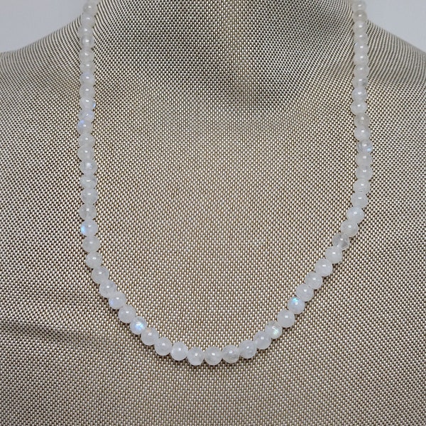 Vintage Opaline Small Beaded Necklace with Sterling Silver Clasp and Extension Chain