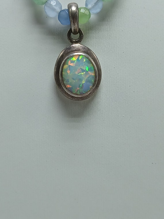 Vintage Ethiopian Opal Necklace with Sterling and… - image 3