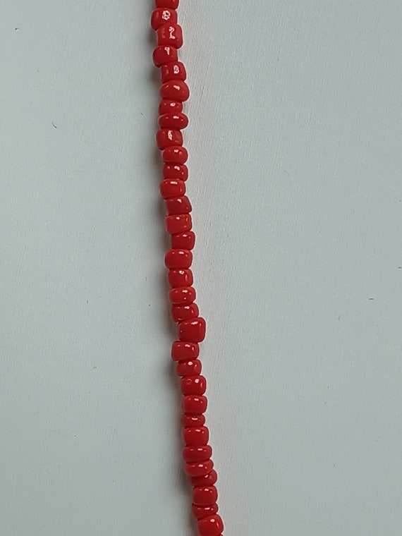 Southwestern Indian Style Red Glass Seed Bead Nec… - image 3