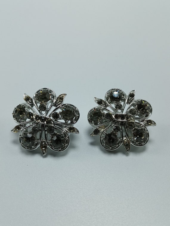 Vintage Signed Coro Silver tone Earrings with Smok
