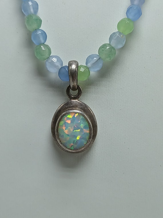 Vintage Ethiopian Opal Necklace with Sterling and… - image 2