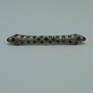 Antique Soft Paste Art Deco Rhinestone Enhanced Bar Pin or Brooch