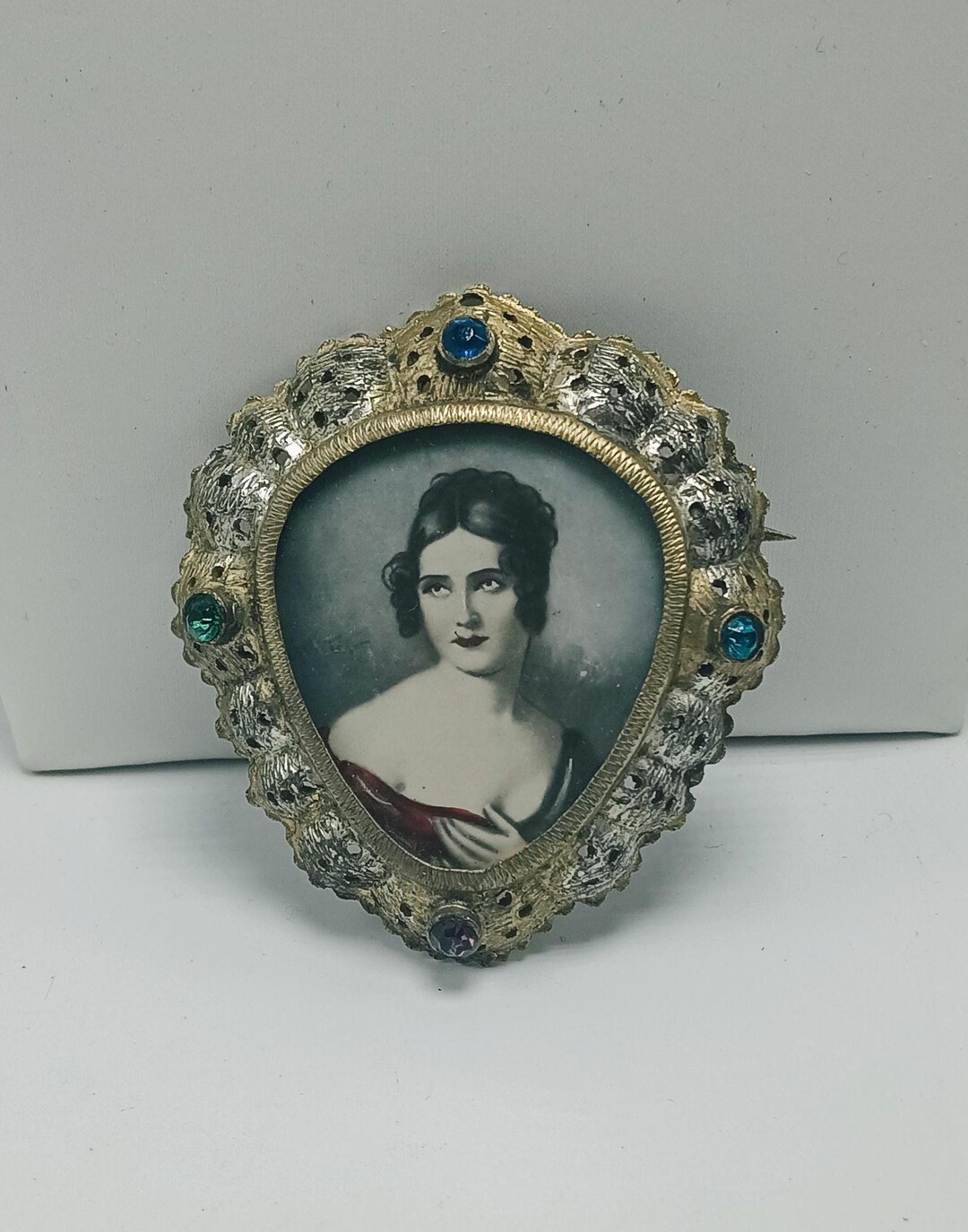 Antique Victorian Hand Painted Portrait of Woman in Jeweled Frame - Etsy