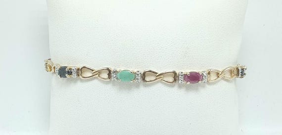 Sterling Silver with Gold Plating Ruby, Sapphire … - image 2