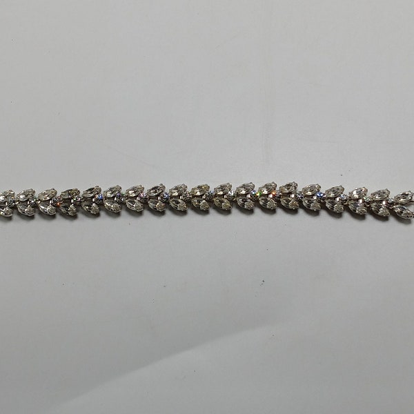 Vintage Signed Krementz Rhinestone Enhanced Bracelet in Silver Tone