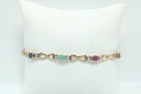 Sterling Silver with Gold Plating Ruby, Sapphire … - image 1