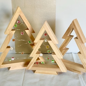 Handcrafted Wooden Christmas Tree /with Handmade Xmas Resin on String Lights [Made to Order]