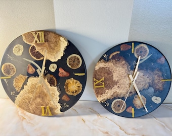 Handmade Resin Wood Clock: Real Dried Fruit Wall Art