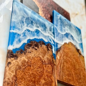 Handmade Mallee Burl Wood Serving Board: Ocean Resin Charcuterie