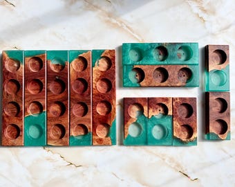 Handmade Wood and Resin Tealight Candle Holder Mallee Burl and Epoxy Resin Candle Tray for Home Decor [In Stock]