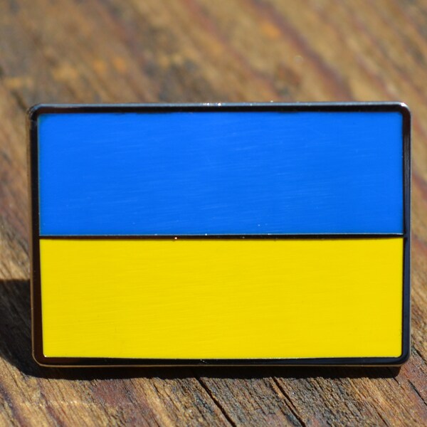 UKRAINE Flag Pin Support Ukrainian Charities Rolled Silver