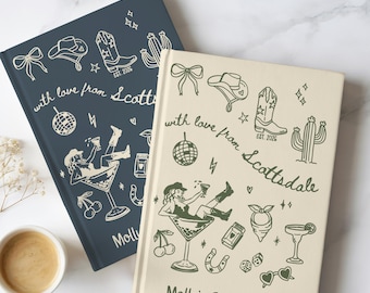 Scottsdale Bachelorette  Party Guestbook, Bride Keepsake Hardcover Journal, Personalized Bach Notebook, Girls Weekend Memory Photo Book Gift