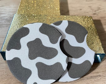Cow Print Car Coasters