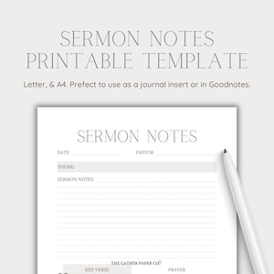 Printable Sermon Notes Template Church Notes Digital Sermon Notes Taking PDF Church Notes Journal Inserts Sermon Notes Goodnotes iPad