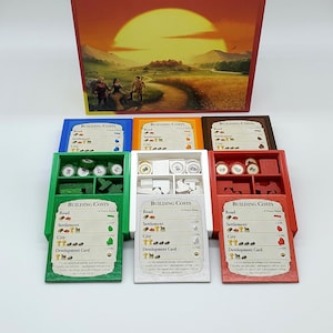 Catan Set of 6 Player Trays - Base + Seafarers + Cities and Knights (Use Your Player Aid as a Lid)