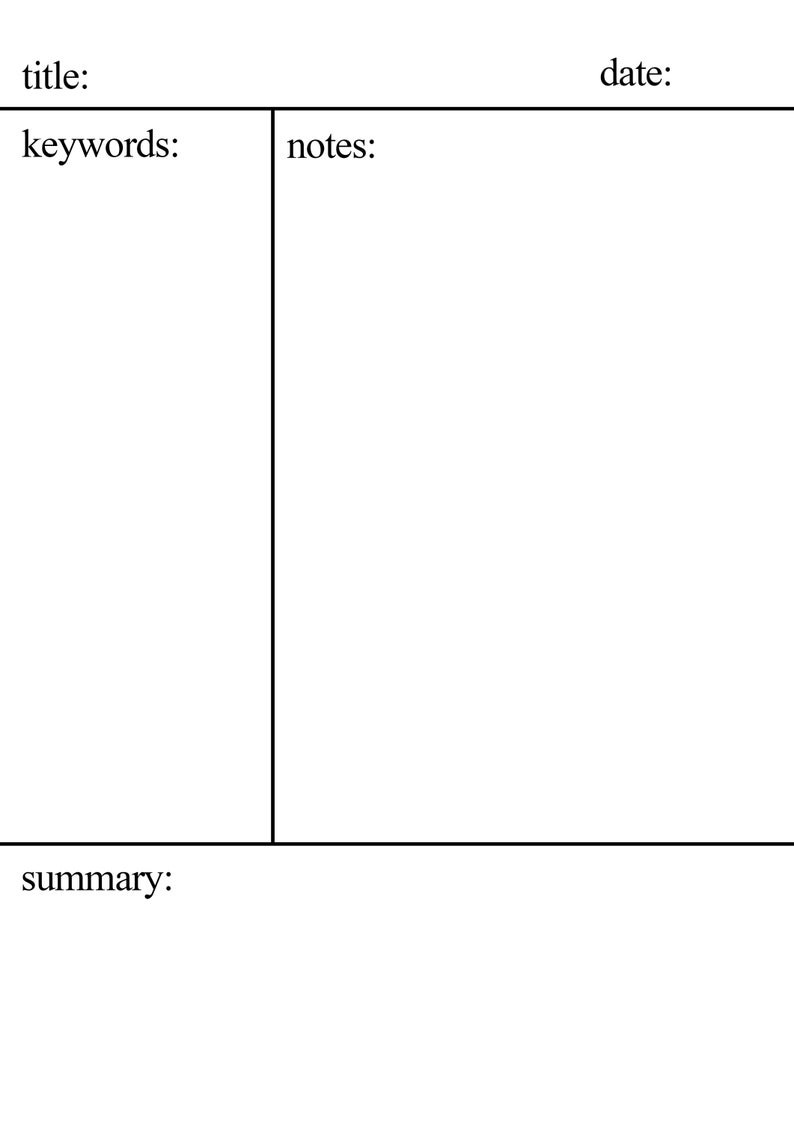 Cornell Note Taking Method Printable TEMPLATE Most Effective Way to ...
