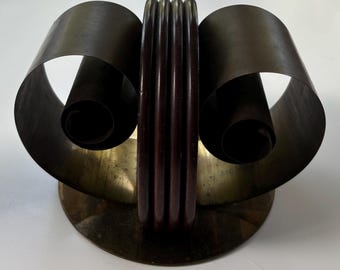 Art Deco Wood and Copper Book Magazine Holder