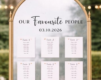 Custom Wedding Mirror Decal, Our Favourite People Sticker, Seating Chart Sign, Vinyl Lettering