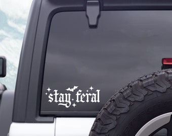 Stay Feral Decal, Spooky Car Decals, Witchy Decals, Goth Car Accessories, Bats Decal, Spooky Babe, Spooky Car Sticker, Alternative Decals