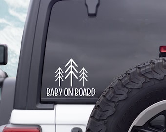 Baby On Board Car Decal: Pine Tree Design, New Parent Gift