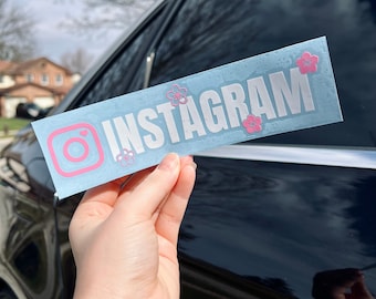 Custom Cherry Blossom Instagram Handle, Custom Instagram Name Vinyl Decal, Car Accessories for Women, Vinyl Car Decal, Sakura Flower Decal