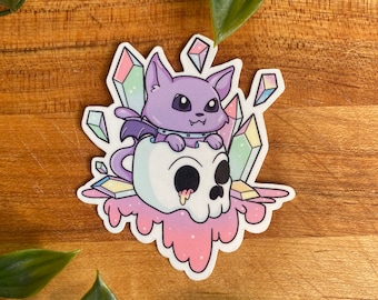 Pastel Gothic Cat Vinyl Sticker, Gothic Stickers, Pastel Stickers, Cute Cat Vinyl Sticker, Pastel Skull Sticker, Gothic Cat Sticker
