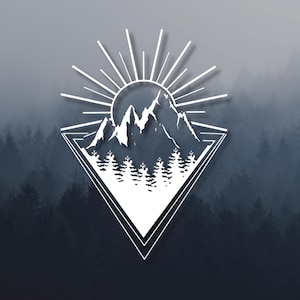 Entdecke Sticker | Geometrische Berg Aufkleber | Berg Aufkleber | Geometrische Auto Aufkleber | Natur-Auto-Aufkleber | Camping Aufkleber | Outdoor Aufkleber