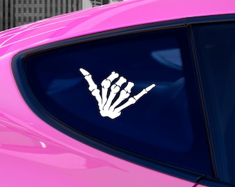 Skeleton Hand Vinyl Car Decal | Shaka Skeleton Sticker | Hang Loose Car Decal | Right On Decal | Car Window Sticker | Car Bumper Stickers