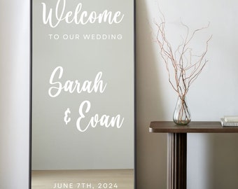 Custom Wedding Welcome Mirror Decal: Personalized Vinyl Sticker, Wedding Decor
