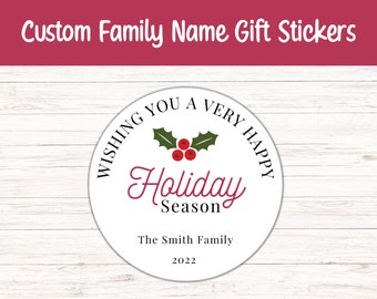 Custom Christmas Gift Tag Stickers | Family Merry Christmas Gift Tags | Custom Gift Tags | XMAS Gift Labels | Personalized Christmas Labels