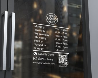 Store Hours Decal, Business Hours Sticker for Storefront, Hours of Operation, Storefront Window Door Lettering, Door Decal