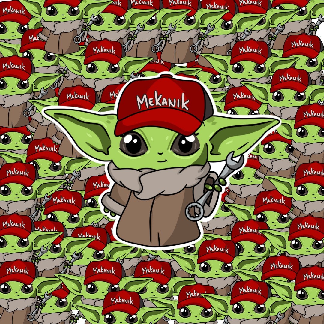 Baby Yoda Sticker, Mechanic Yoda, Cute Yoda Etsy