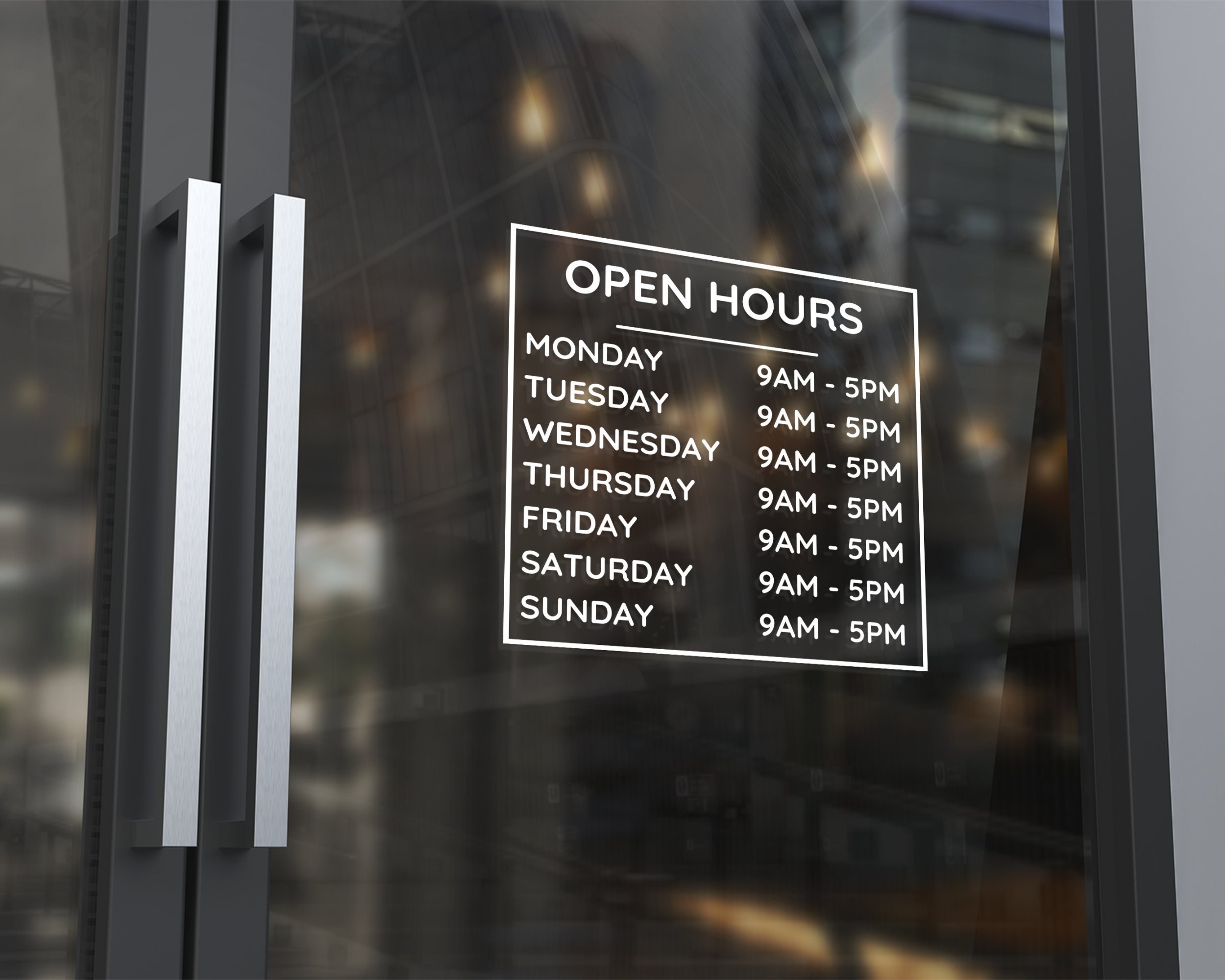Store Hours Decal, Business Hours Sticker for Storefront, Hours of ...