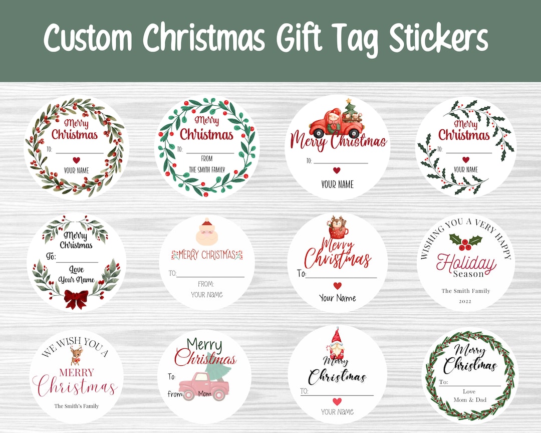 Custom Holiday Gift Tag Stickers Round Christmas Tag Stickers To/from Stickers Holiday Gift