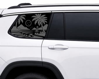 Beach Palm Tree Quarter Window Decal - Full Coverage Window Decals - Adventure Stickers