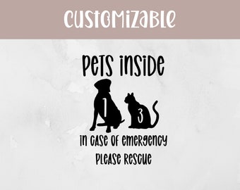 Emergency Pet Rescue Window Sticker | Pets Inside Rescue Decal for Dog and/or Cat