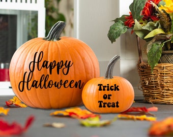 Happy Halloween Pumpkin Decal | Trick or Treat Decal | Decals for Pumpkins | Fall Decals | Porch Decor | Pumpkin Decor | Pumpkin Sticker