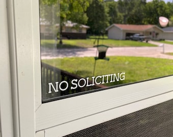 No Soliciting Decal | Window Decal | Store Front Sticker | Vinyl Decal | Business Decal | Multiple Colours & Sizes